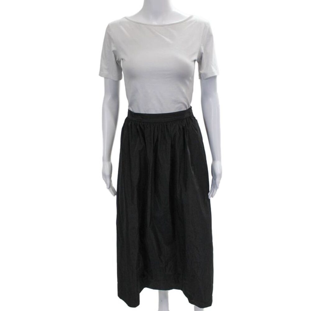 Kal Rieman Women Black Flare Long Skirt Polyester Zip Size 8